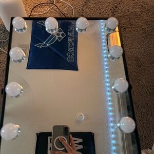 LED Vanity Mirror with Bulb Lights - Black Frame